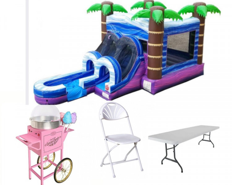 tropical bounce house wet/dry combo package