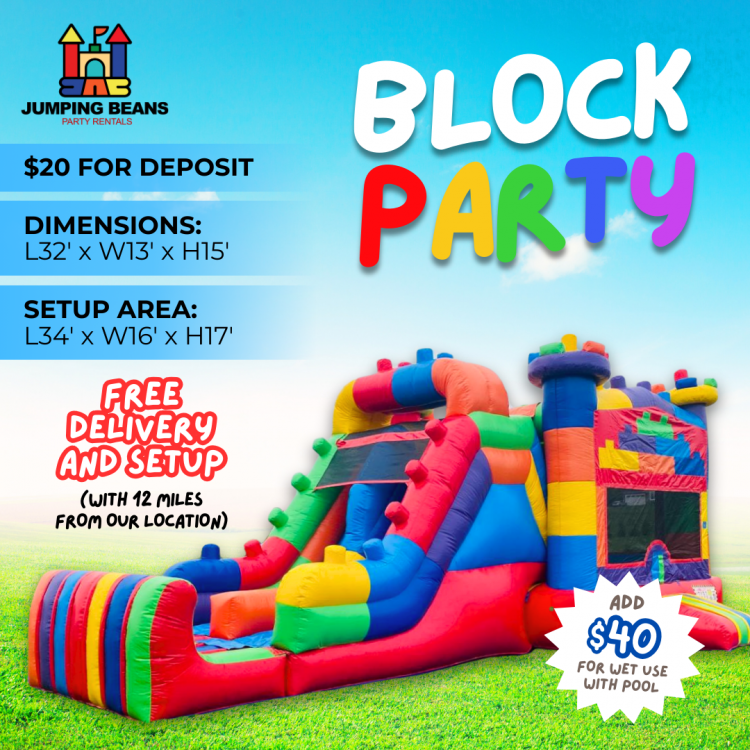 block party double  lane and waterslide/DRY